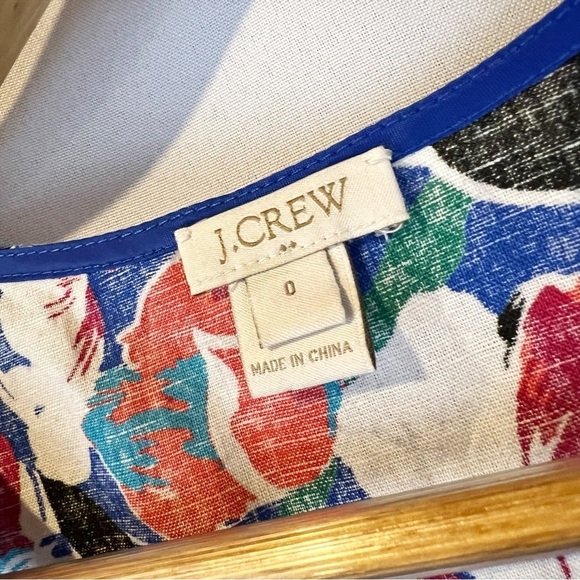 J Crew Floral Linen Blend Peplum Sleeveless Multicolor Tank Top 0 - Picture 3 of 5